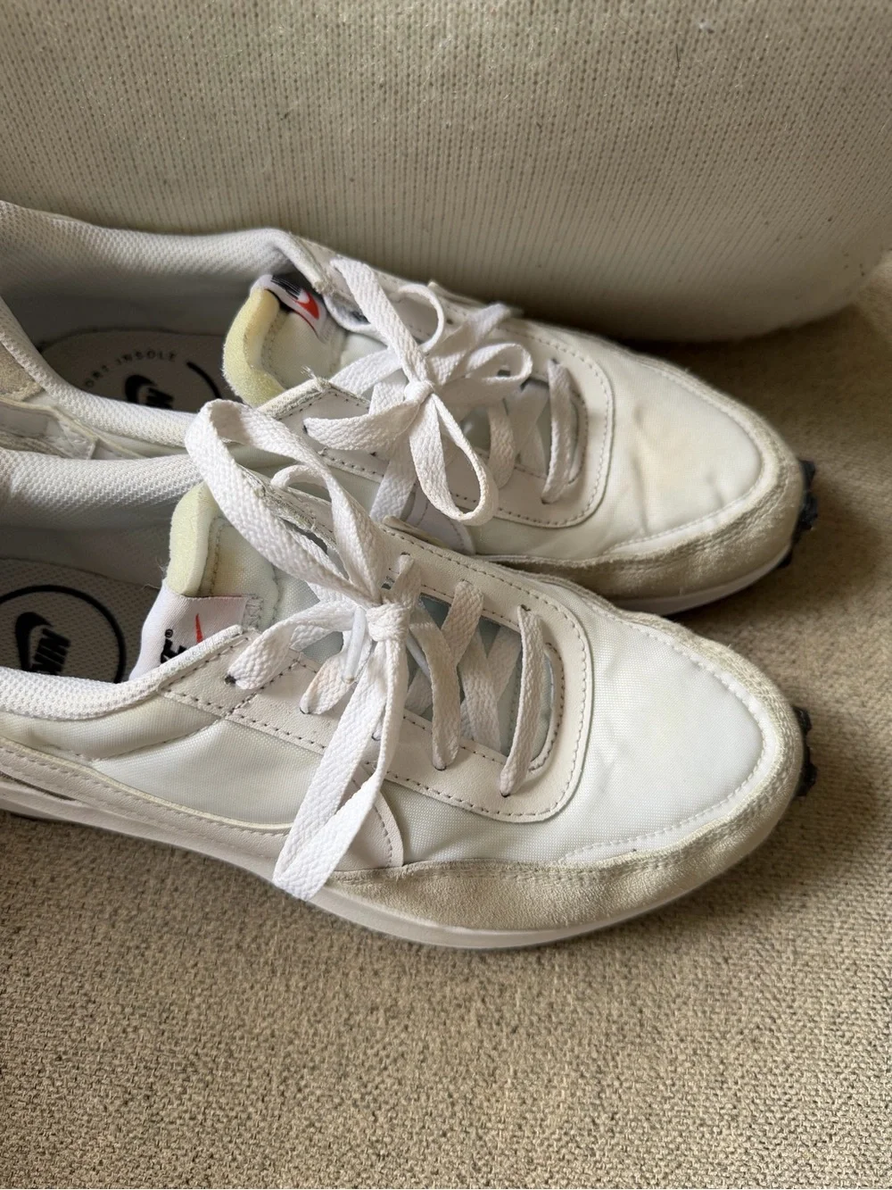 Nike Women's White and Beige Platform Sneakers